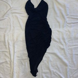 MIDI Black asymmetrical Dress with sparkles